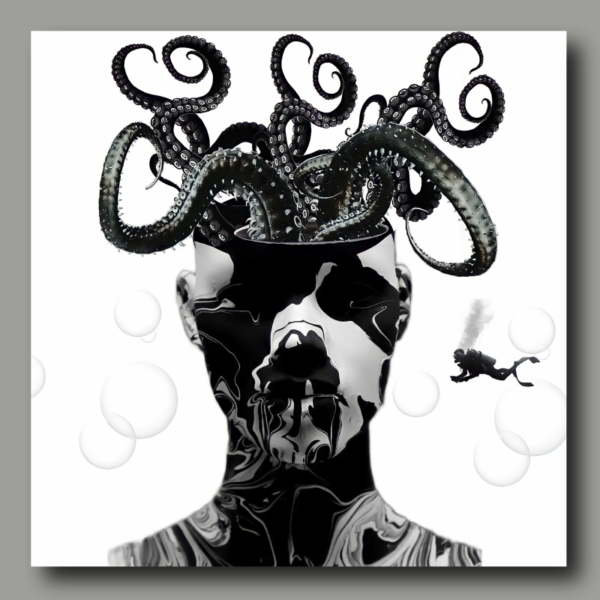 kraken en blanco y negro