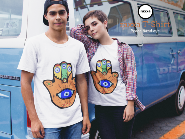 Organic T-Shirt: Peace hand eye