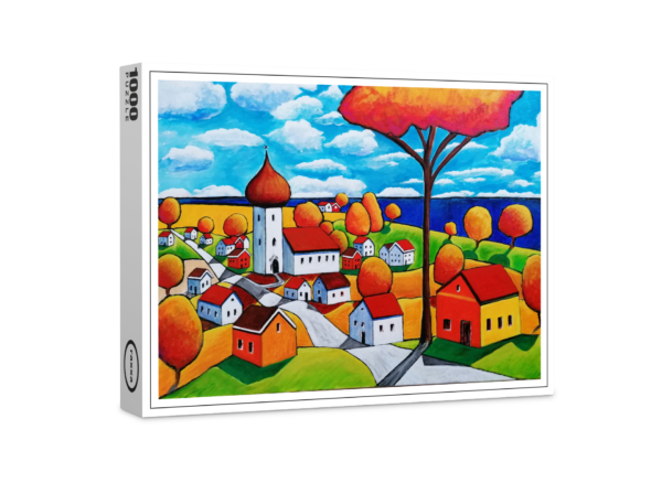 raxxa premium jigsaw puzzle: village on Chiemsee lake