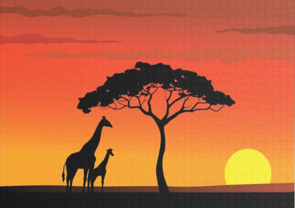 raxxa Premium-Puzzle: Safari in Afrika Sonnenuntergang Hintergrund – Bild 2