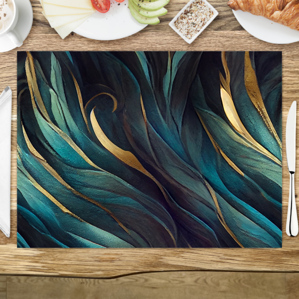 raxxa Premium-Tischset: Teal Gold Marble – Bild 3