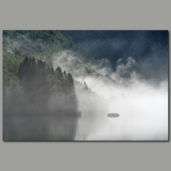 Poster: Morgennebel am See