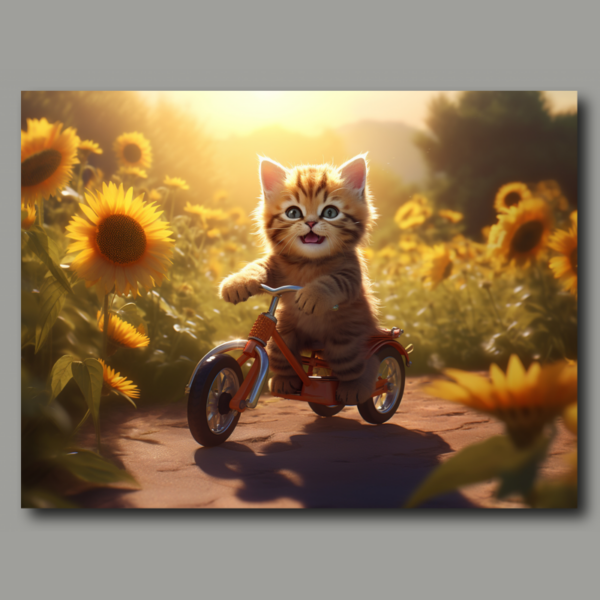 Poster: Katzenbaby im Sonnenblumenfeld