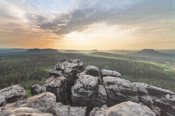 raxxa Premium-Puzzle: Abendlicher Ausblick im Elbsandsteingebirge - immagine 2