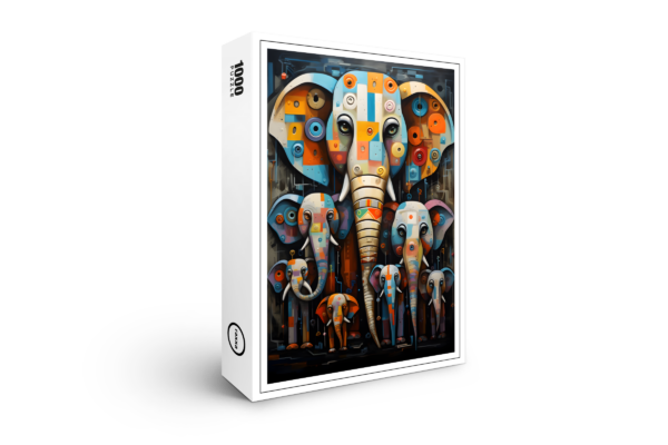 Puzzle premium raxxa : éléphants colorés Whimsical