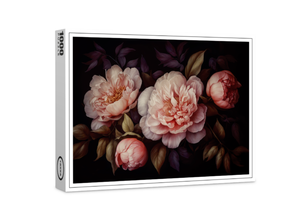 Puzzle raxxa Premium : noir et pivoine fleurs : une ivresse vintage et gothique