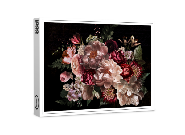 Puzzle premium raxxa : ombres et fleurs : splendeur gothique sur noir