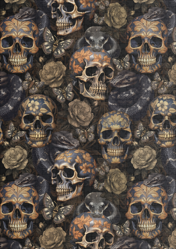 raxxa Premium-Puzzle: Dunkle Romantik: Gothic Vintage Skulls – Image 2