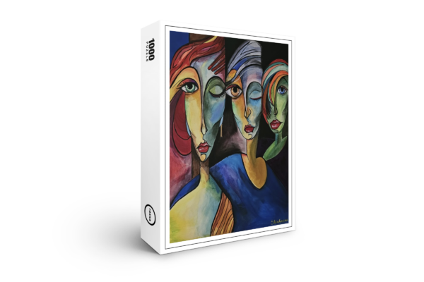 raxxa Premium-Puzzle: Winking Trio: Feminine Charm in Brushstrokes