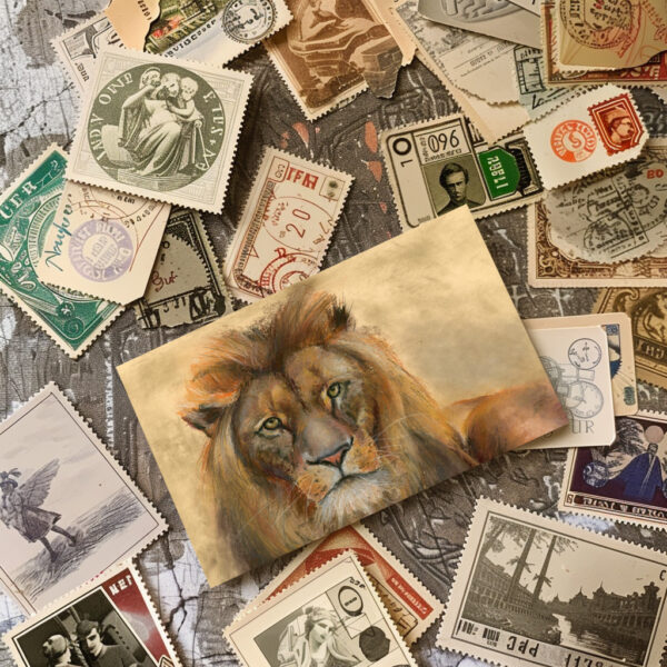 raxxa Postcard: Lion -Pastel Painting