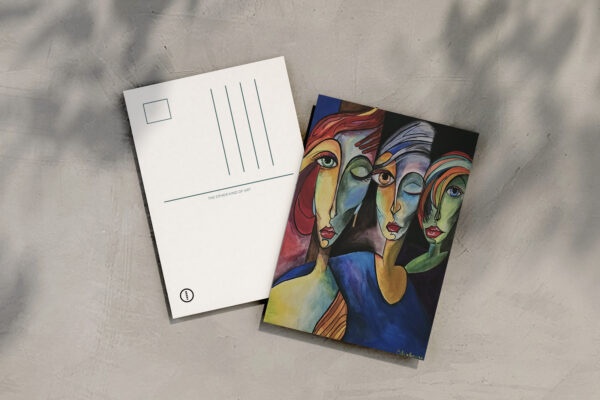 raxxa Postkarte: Winking Trio: Feminine Charm in Brushstrokes