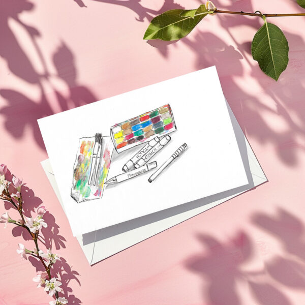 raxxa carte postale : crayons palette de couleurs