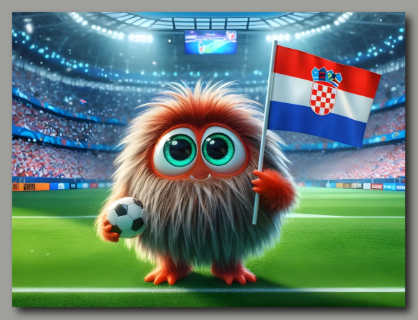 raxxa Premium-Tischset: Das Kroatische Whimsical Monster der Fußball-EM 2024