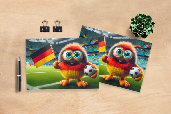 raxxa Postkarte: Das Deutsche Whimsical Monster der Fußball-EM 2024