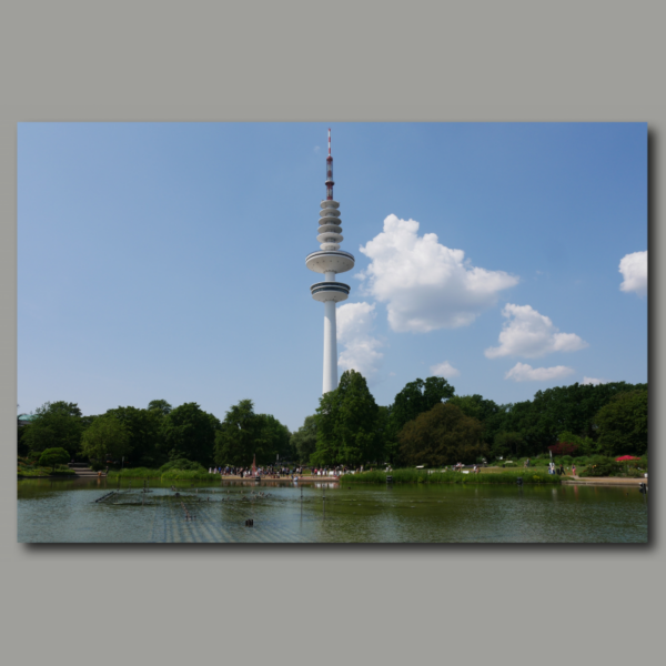 Poster: Planten un Blomen in Hamburg mit Fernsehturm