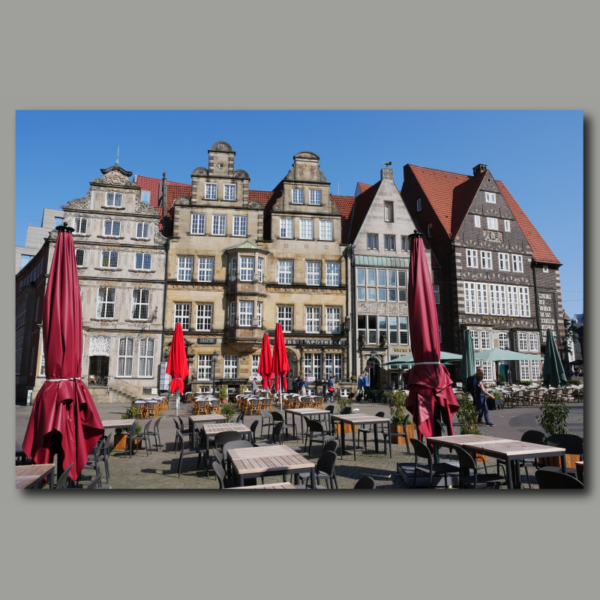 Poster: Historische Giebelhäuser am Marktplatz in Bremen