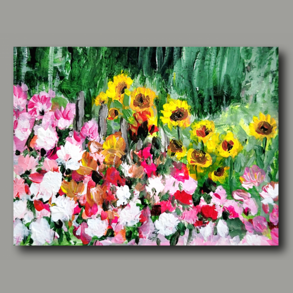 Poster: Dahlias and sunflowers