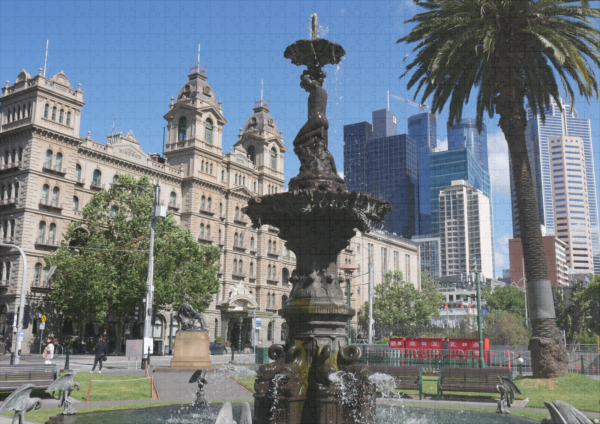 raxxa Premium-Puzzle: Melbourne Spring Street Schalenbrunnen Park – Bild 2