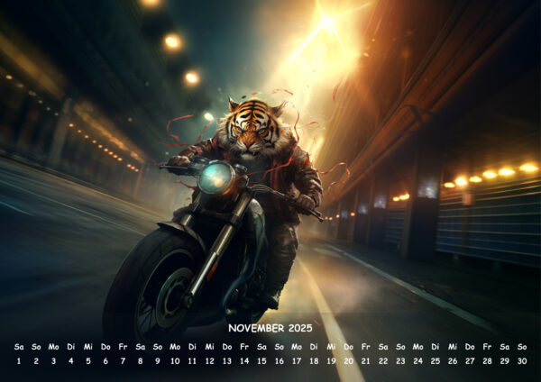 raxxa Premium-Monatskalender Animals on Bikes 2025 - immagine 13