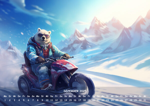 raxxa Premium-Monatskalender Animals on Bikes 2025 - immagine 14