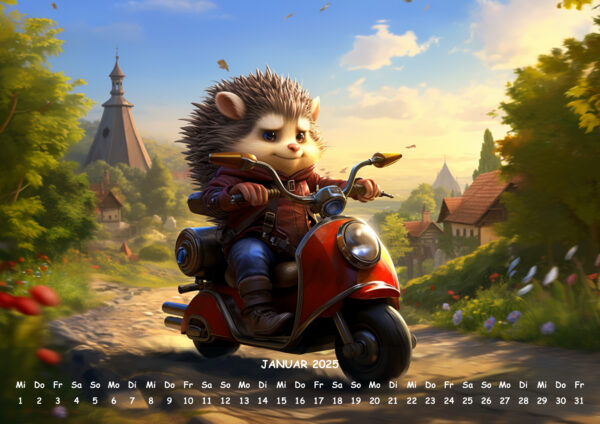 raxxa Premium-Monatskalender Animals on Bikes 2025 - immagine 3