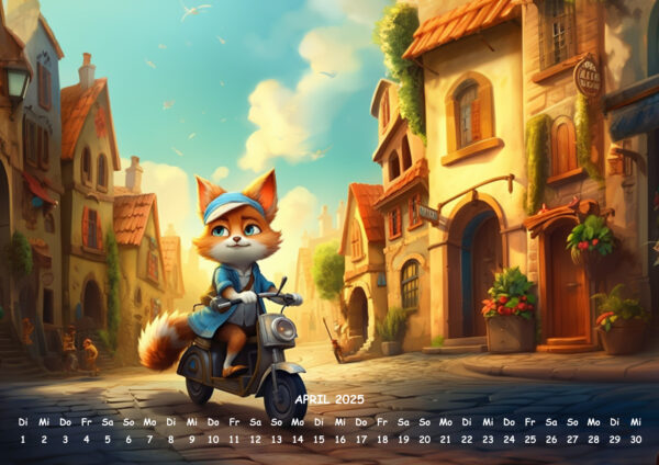 raxxa Premium-Monatskalender Animals on Bikes 2025 - immagine 6