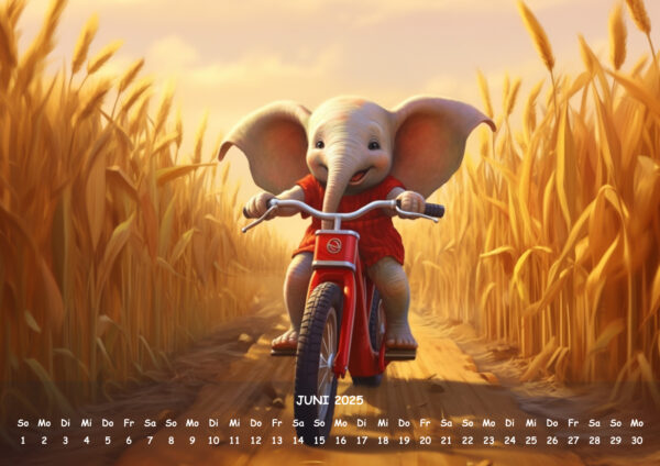 raxxa Premium-Monatskalender Animals on Bikes 2025 - immagine 8