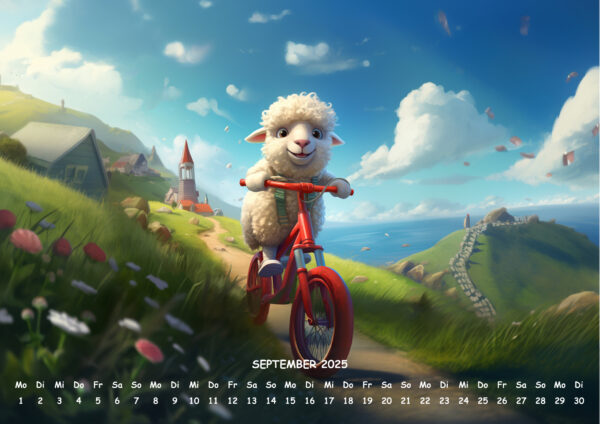 raxxa Premium-Monatskalender Animals on Bikes 2025 - immagine 11