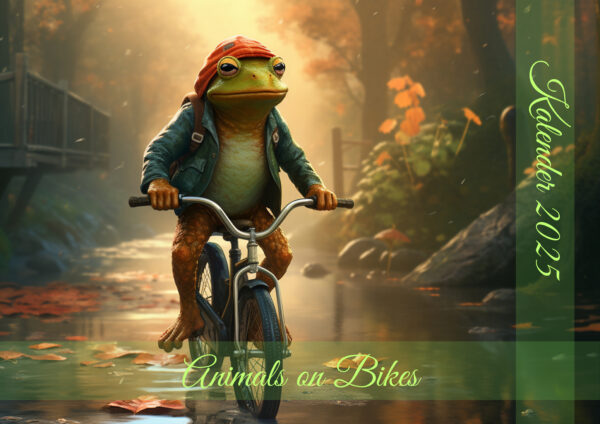 raxxa Premium-Monatskalender Animals on Bikes 2025